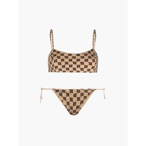 MISBHV Monogram Tyra Crop Top & Bikini Bottom Set (Beige)